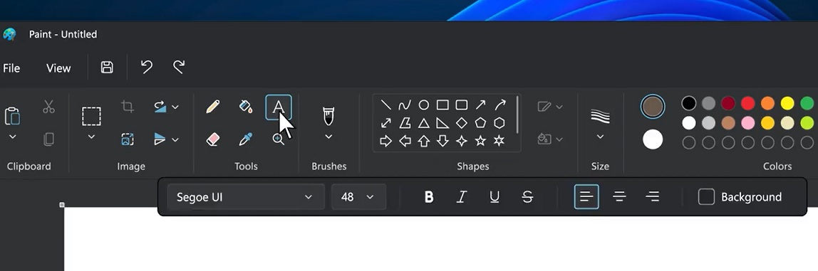Toolbar Darkmode di Microsoft Paint