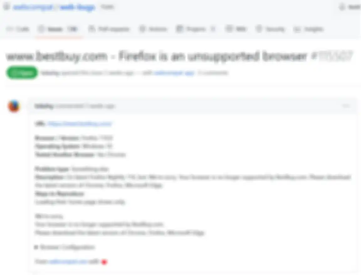 Peringatan brwoser yang tidak mendukung di Mozilla Firefox