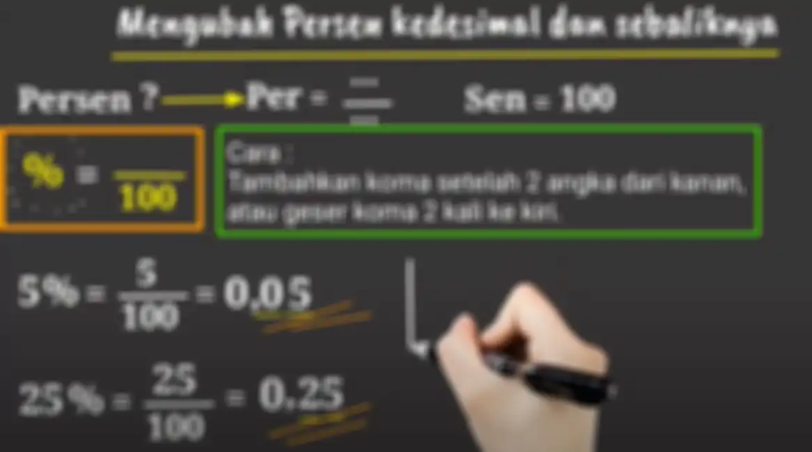 Cara mengubah persen ke desimal.