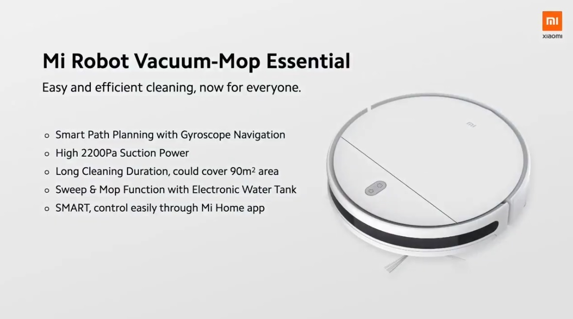 Spesifikasi Xiaomi Mi Robot Vacuum-Mop Essential.