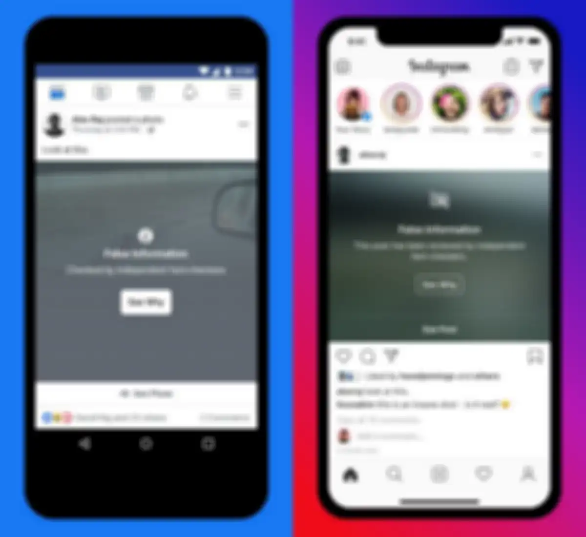 Tampilan fitur pencegah hoaks di Facebook dan Instagram