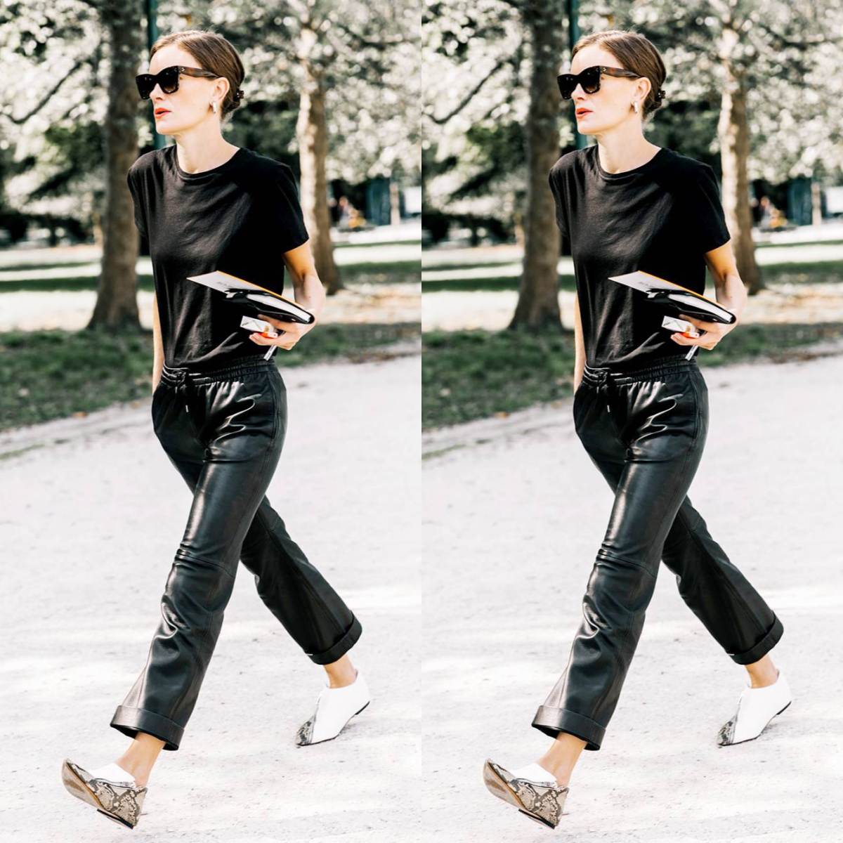 Leather pants dan kaos