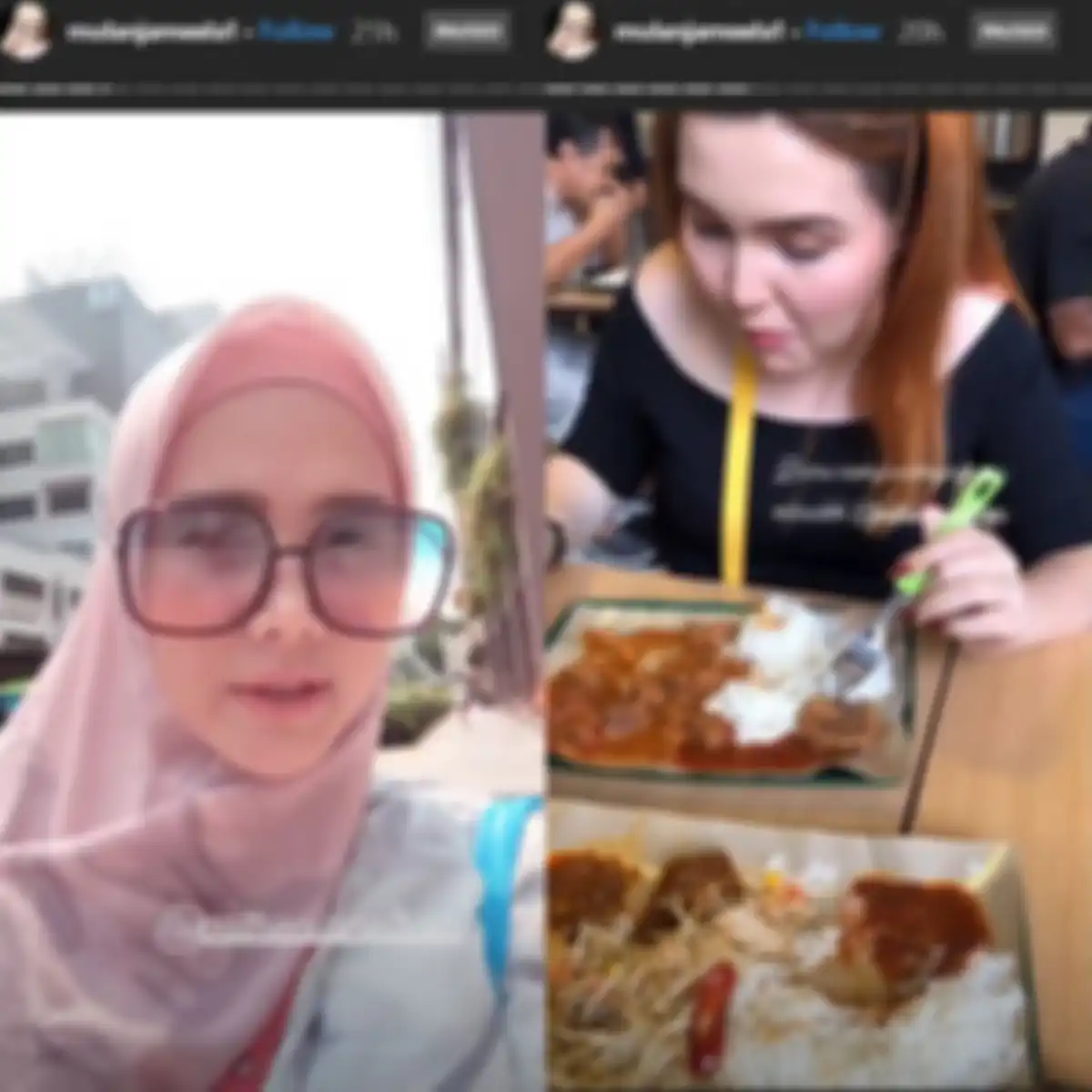 Mulan Jameela dan penyanyi Patrecia Nelson sedang menikmati hidangan di warteg.