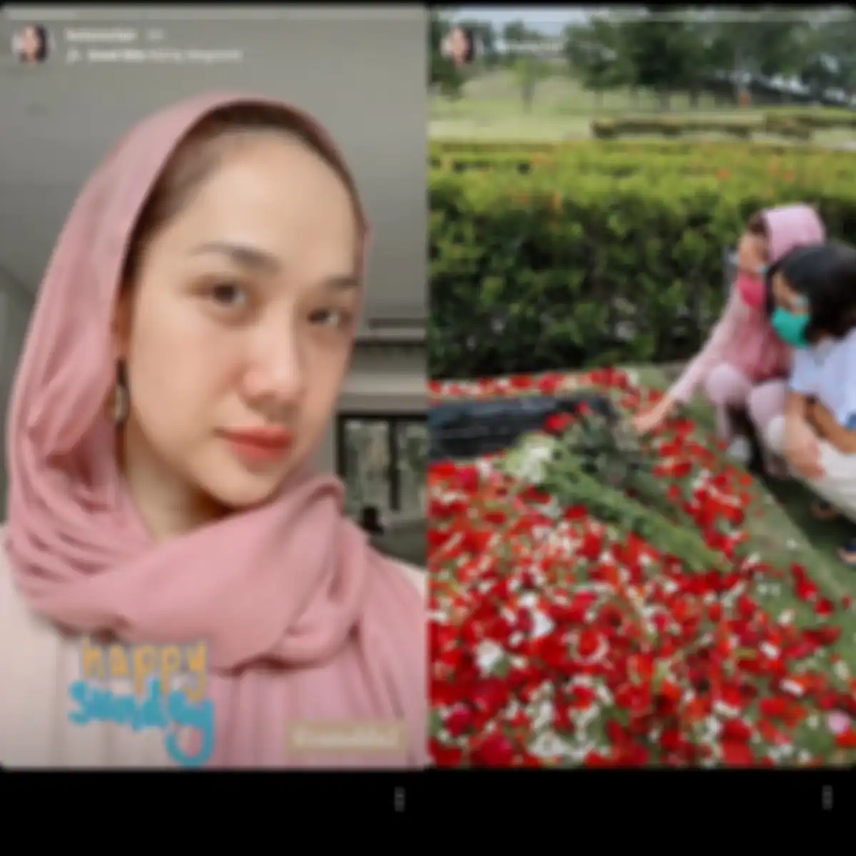 Tampilan BCL berihjab saat kunjungi makam Ashraf Sinclair