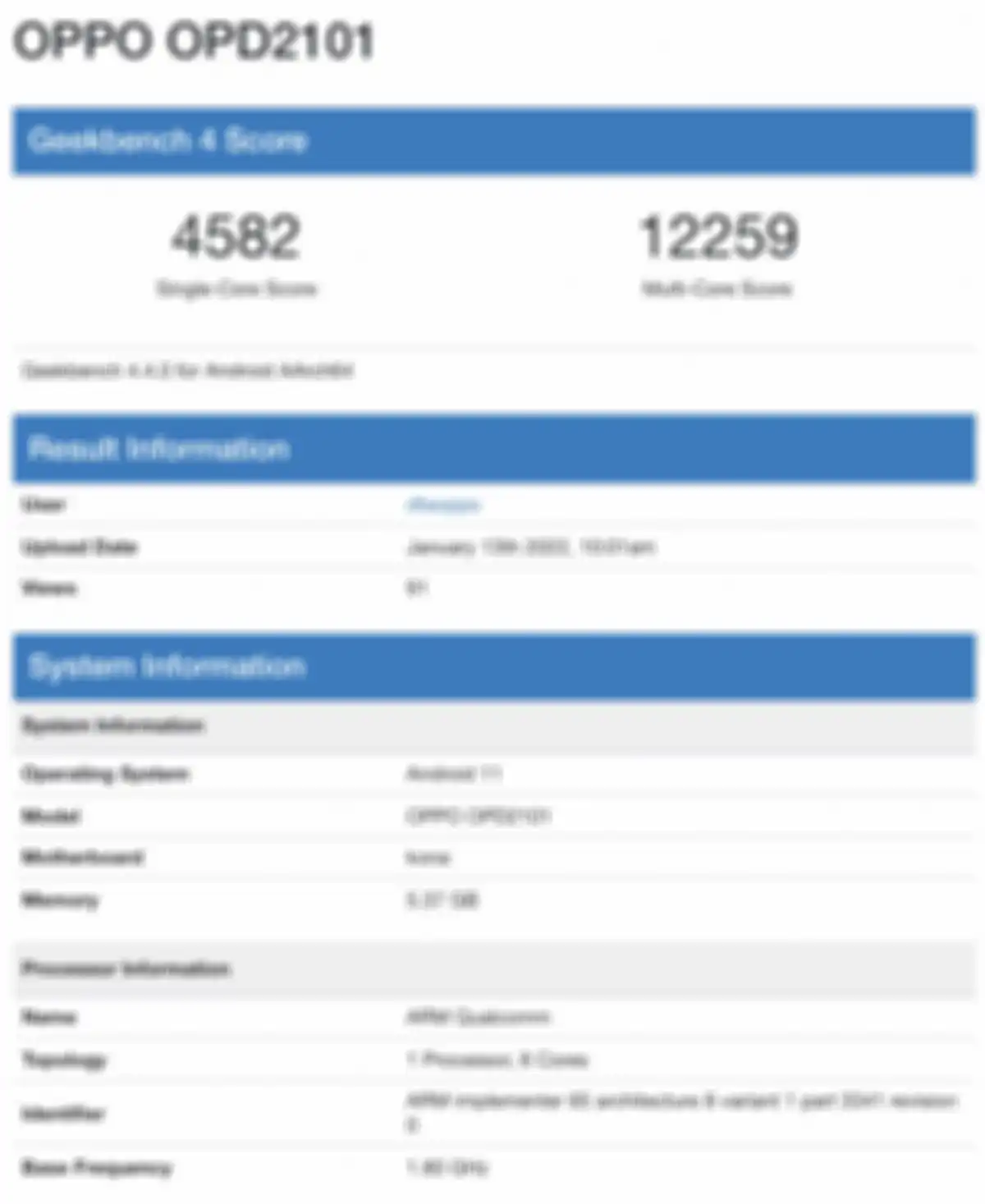 Oppo Pad di listing Geekbench