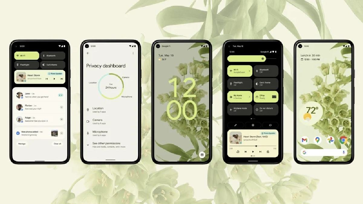 Beberapa bagian tampilan baru Android 12.