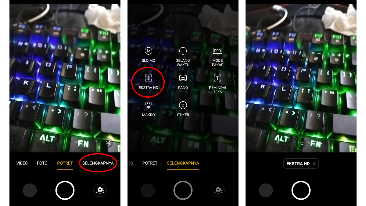 Cara mengakses menu ekstra HD di Oppo A74