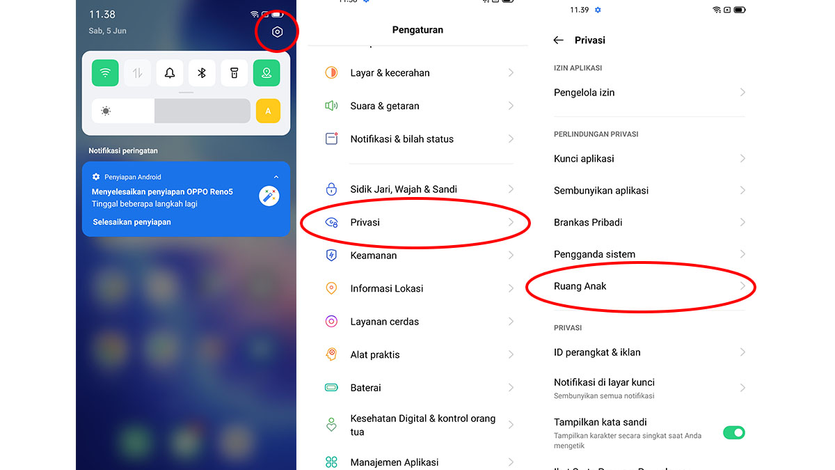 Cara mengakses fitur Ruang Anak atau Kid Space di Oppo A74