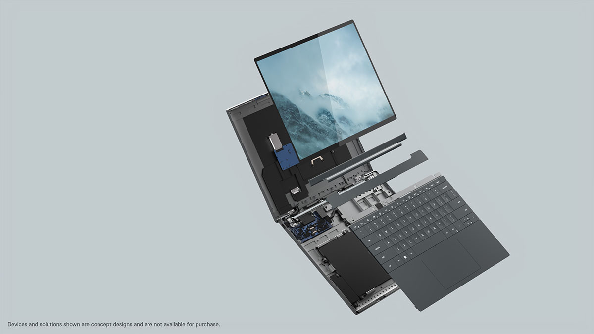 Dalam Concept Luna, Dell merombak layout dan susunan di dalam laptop