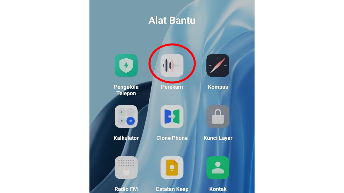 Ikon aplikasi perekam di HP OPPO