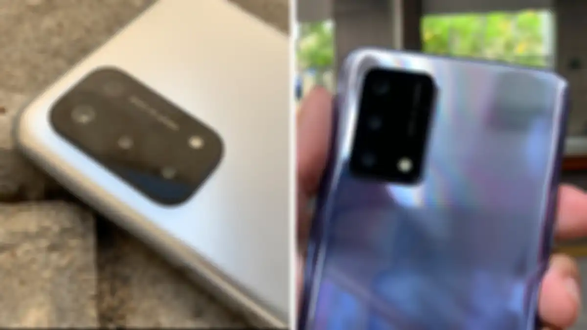 Modul kamera belakang Oppo A74 5G (kiri) dan Oppo A74 (kanan)