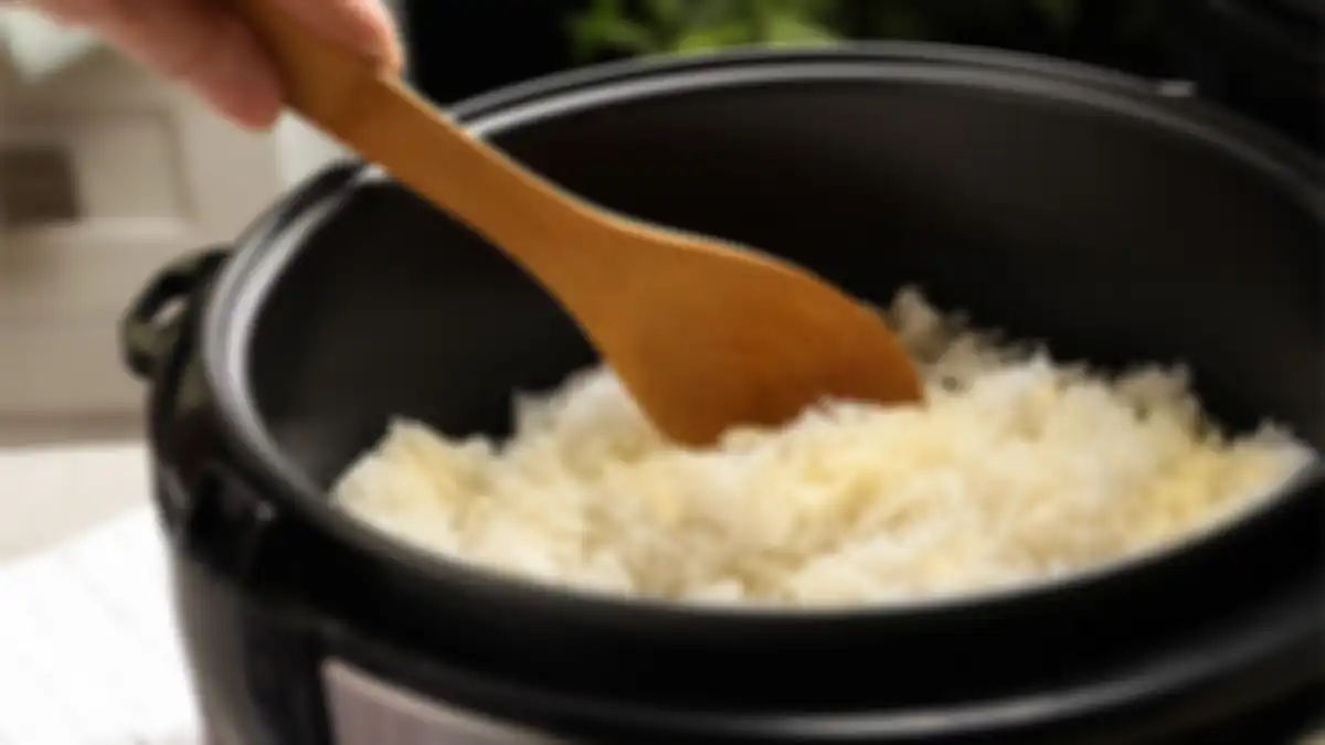 ilustrasi nasi di rice cooker