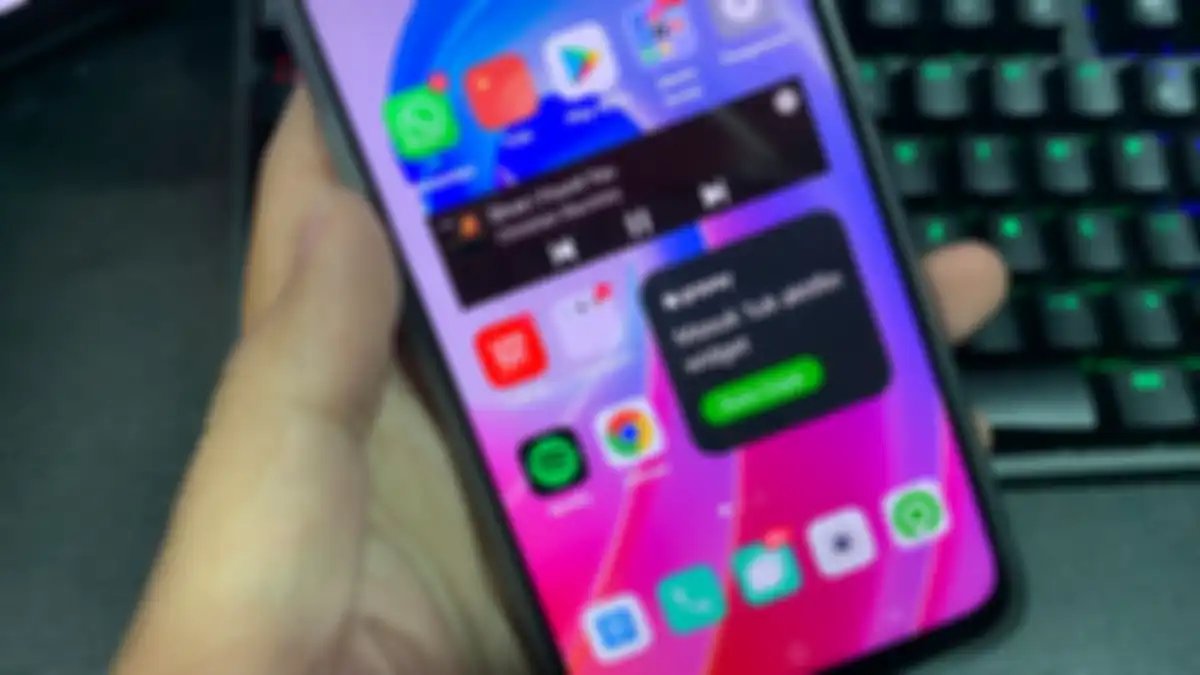 Widget streaming musik & Uang elektronik di OPPO A96