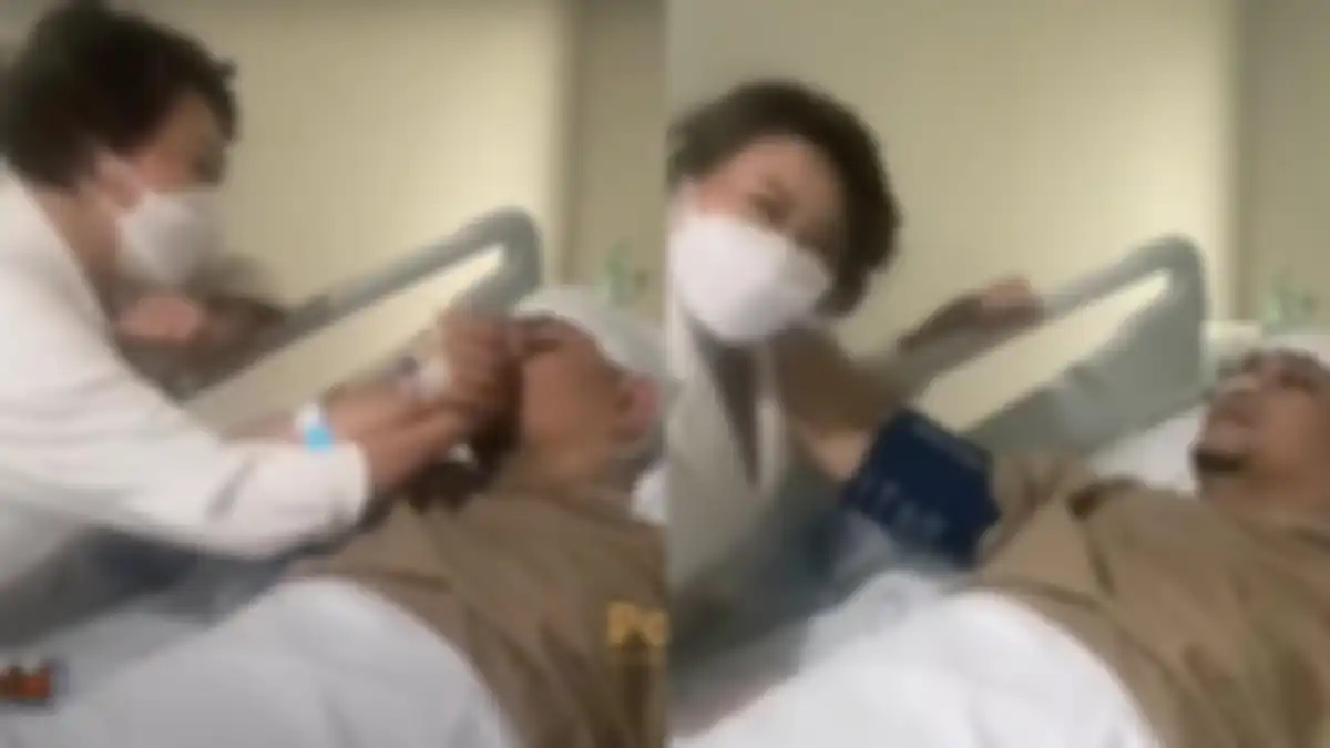 Indy Barends diajak bercanda oleh Indra Bekti pasca siuman