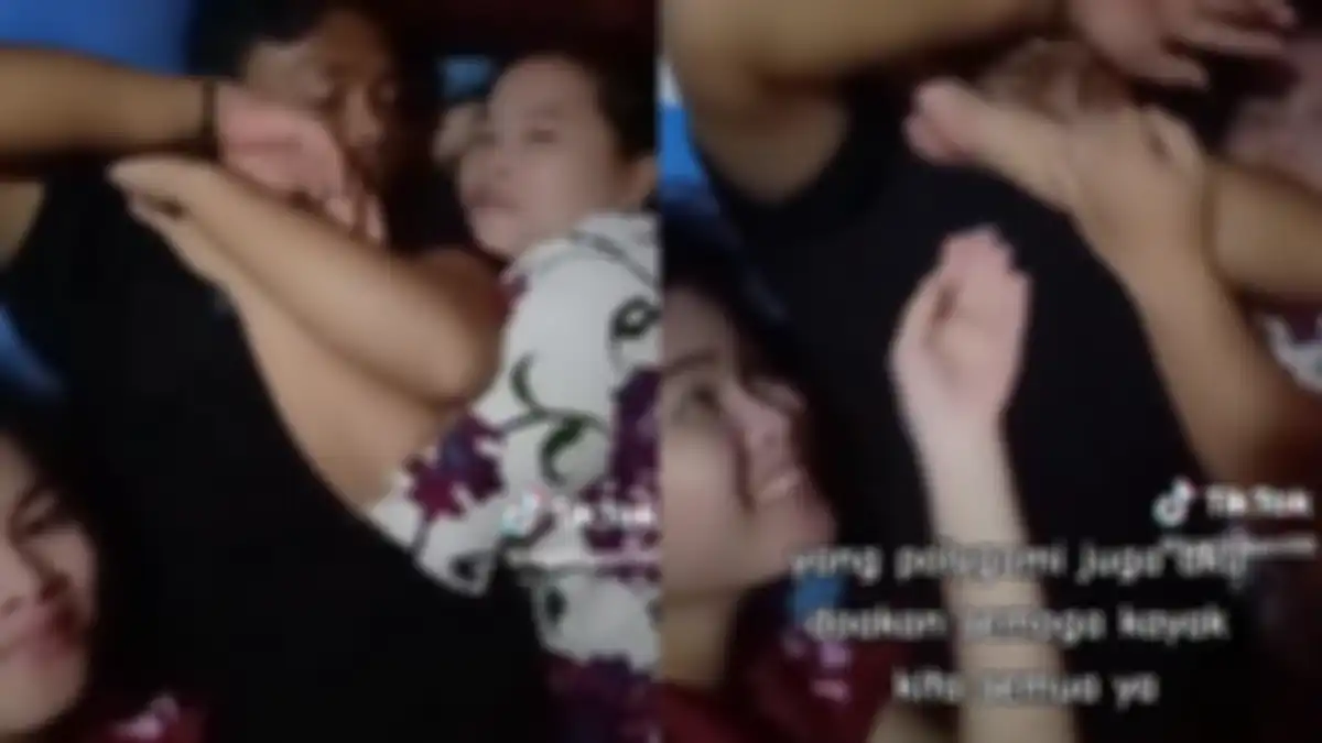 Karlina menunjukkan momen tidur bertiga dengan suami dan istri pertama 