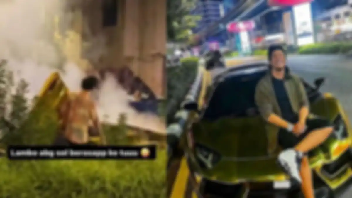 Pamer mobil Lamborghini berwarna emas di jalanan umum, artis ini berakhir malu, mobil mewahnya berasap jadi tontonan warga 