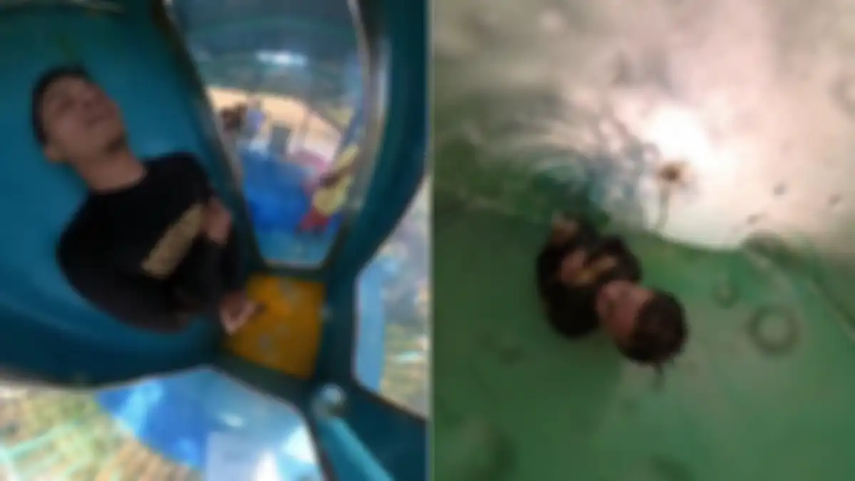 Insiden pria tersangkut di seluncuran air tertutup di waterboom hingga ketakutan.