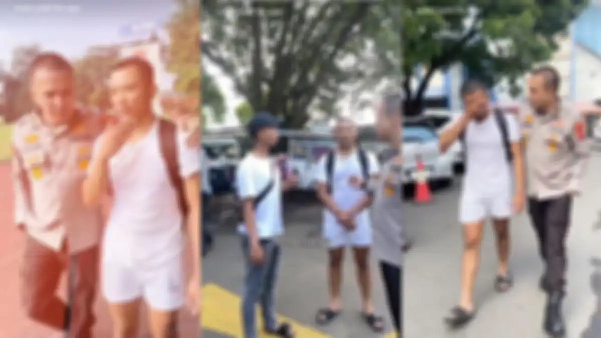 Raut wajah Reggi Aditya berubah menjadi sedih dan tampak menahan tangis 