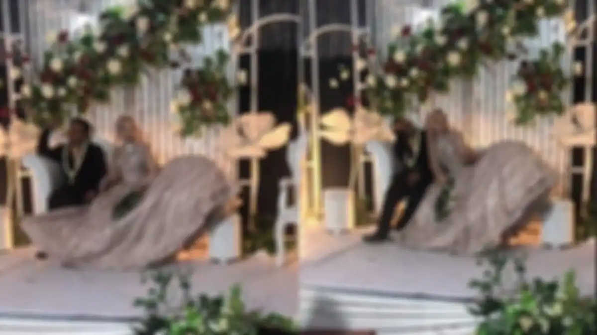 Rok pengantin mekar seperti payung
