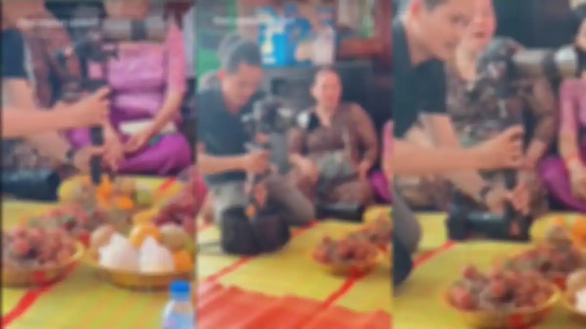 Video kocak trik videografer yang ambil makanan pakai tripod saat kondangan, lirikan wajah tamu undangan disorot, tampak kesal?