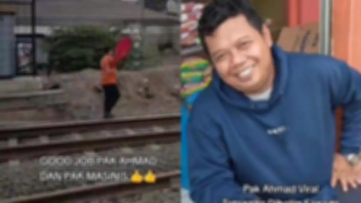 Sosok Pak Ahmad, penjaga palang pintu kereta api di Pondok Jati, Jakarta Timur berikan donasi pada anak yatim.