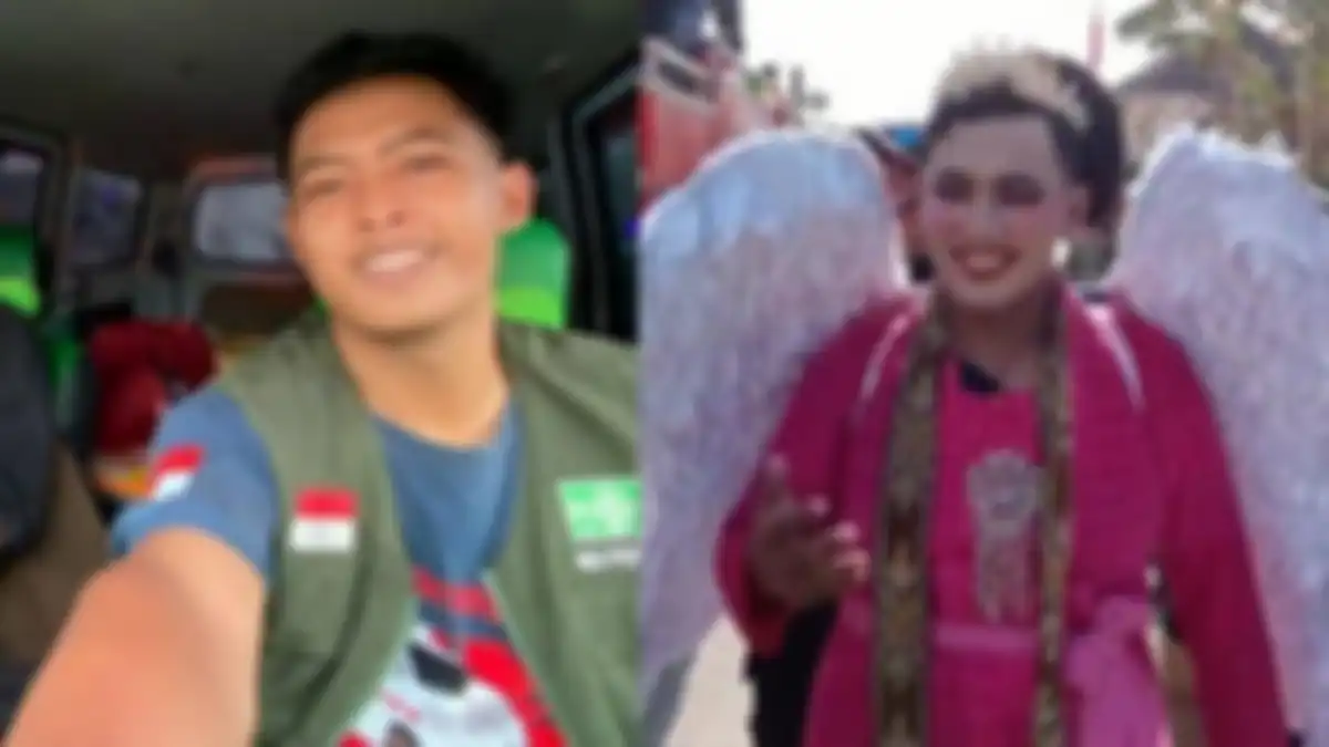 Tulus, sopir ambulans yang pakai kebaya saat antar pasien.