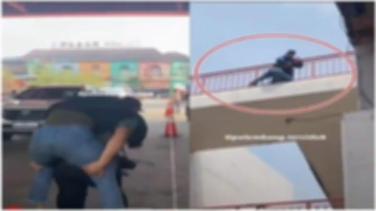 Detik-detik wanita nyaris lompat dari jembatan gegara lihat suaminya foto dengan cewek lain.
