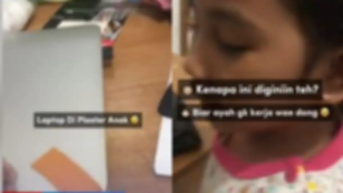 Bocah plester laptop agar ayahnya nggak sibuk kerja