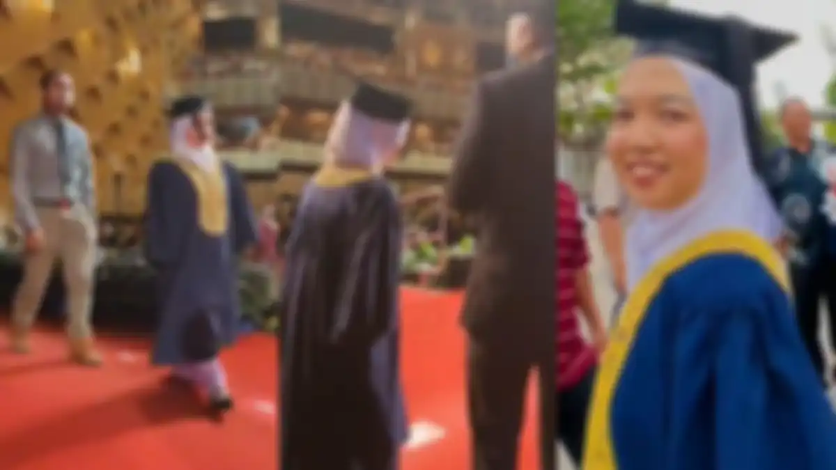 Momen wisuda Norfarrah Syahirah Shaari.