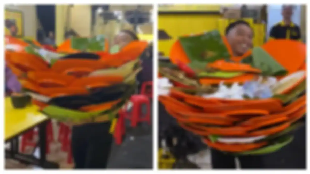 Kemampuan pelayan resto yang bisa bawa piring banyak sekaligus viral di TikTok