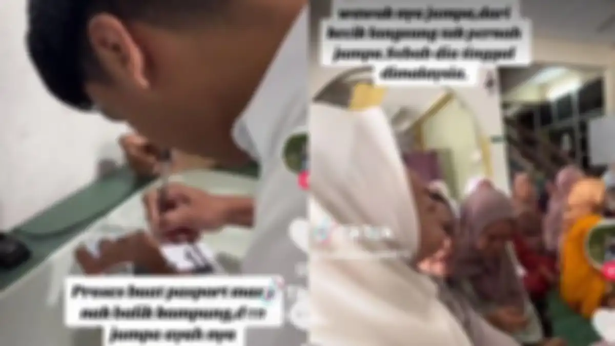 Dalam video viral di TikTok terekam pertemuan ayah anak terpisah 24 tahun Malaysia - Indonesia dipenuhi dengan derai air mata.