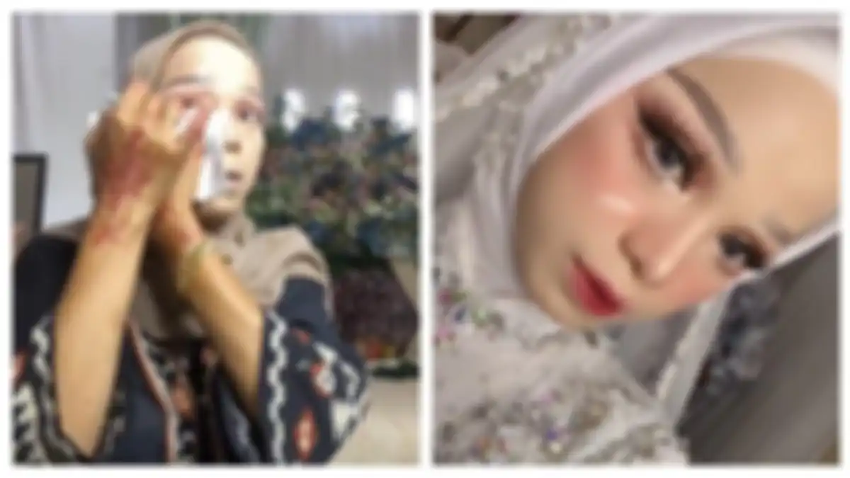 Wanita make up sendiri di hari pernikahannya hingga viral di TikTok.
