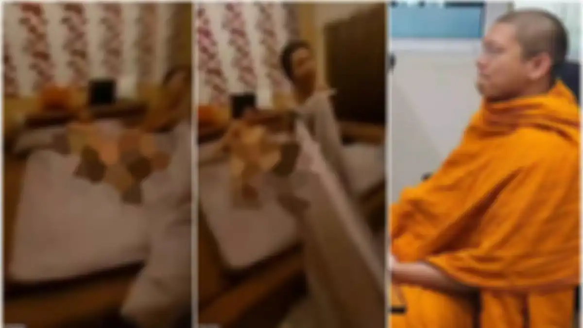  seorang pria memergoki istrinya lagi main nakal di ranjang bareng seorang biksu, padahal suaminya seorang taipan bisnis. 