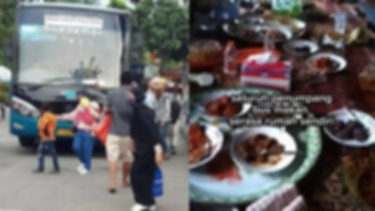 sopir bus bawa seluruh penumpangnya makan di rumah mertua