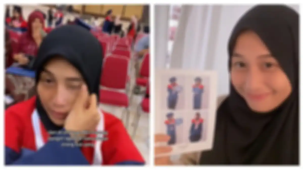 Wanita wisuda sendirian, meski sedih tapi bangga.