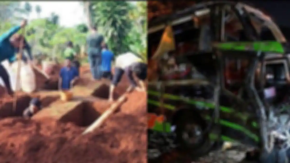 Momen pemakaman enam korban meninggal kecelakaan Ciater, Subang 