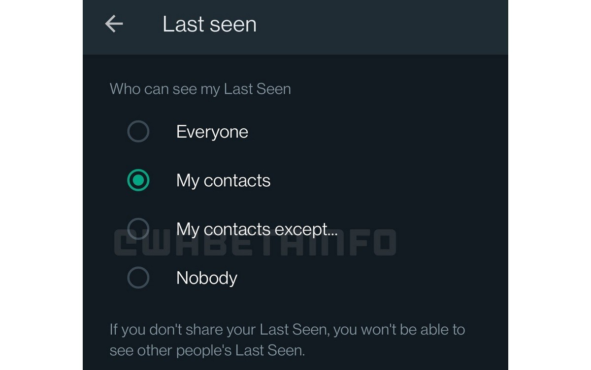 Fitur menyembunyikan last seen dari kontak tertentu