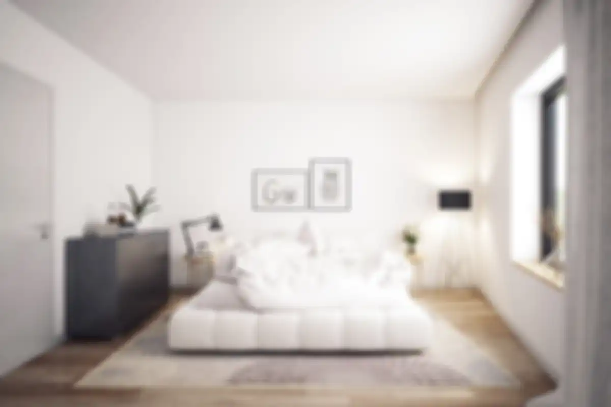 Ilustrasi kamar tidur minim furnitur. 