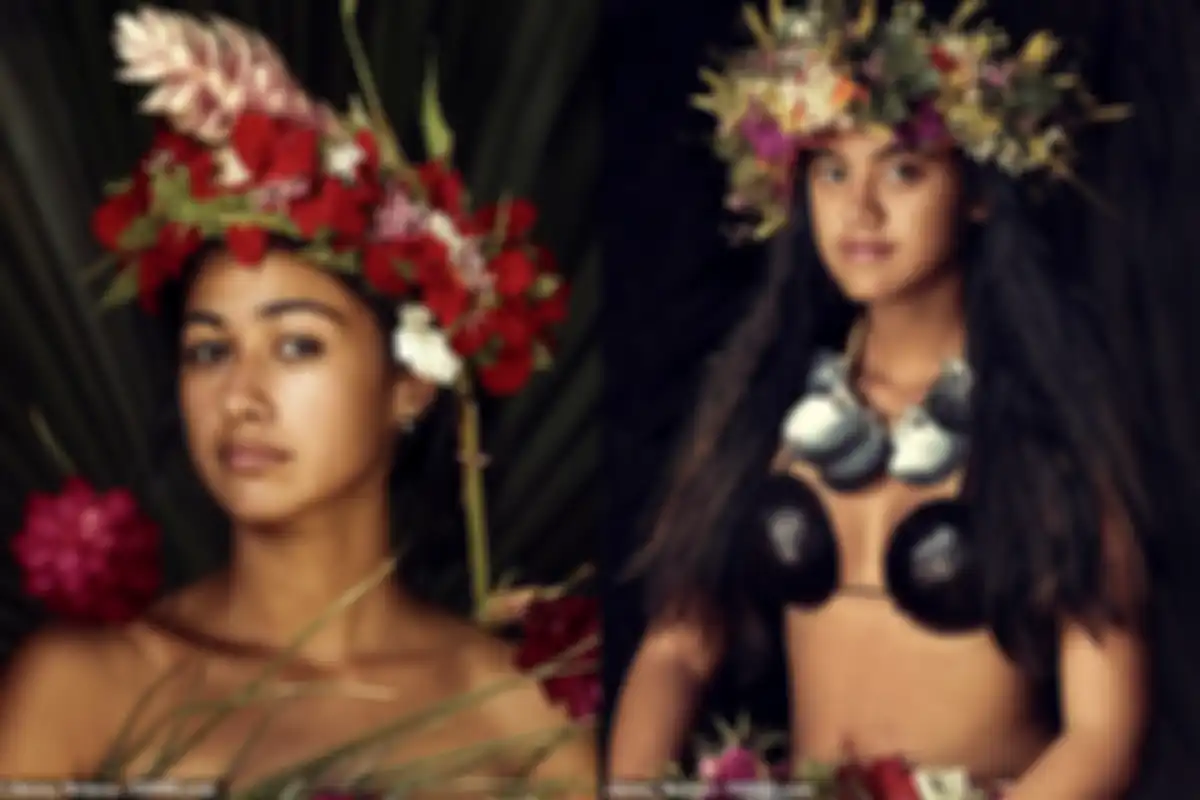 Gadis-gadis penduduk Marquesas, Samudera Pasifik.
