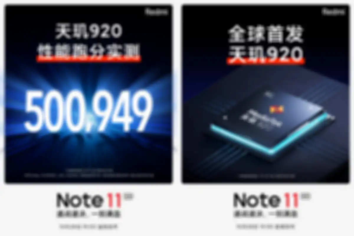 Iklan promosi Redmi Note 11 Pro yang menampilkan skor benchmark dan chipset Dimensity 920