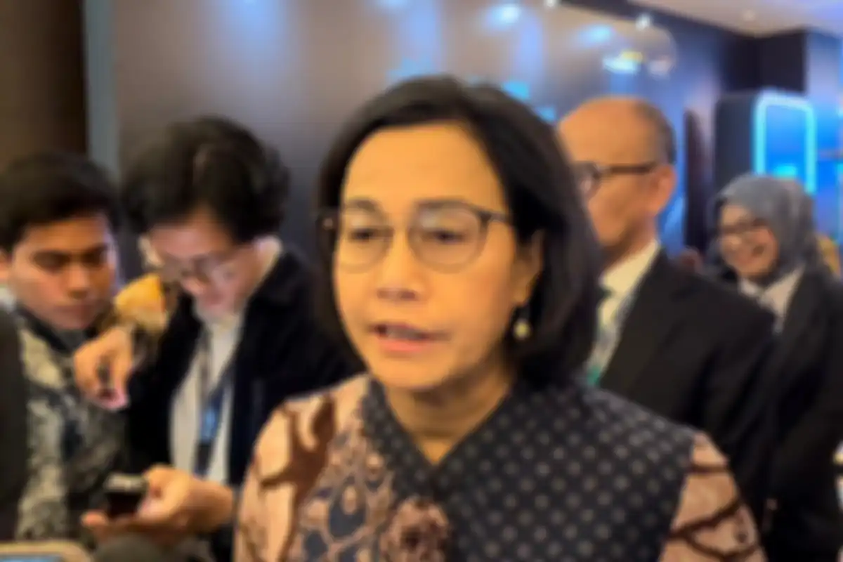 Menteri Keuangan Sri Mulyani Indrawati saat ditemui di Hotel Fairmont Jakarta, Selasa (5/3/2024).