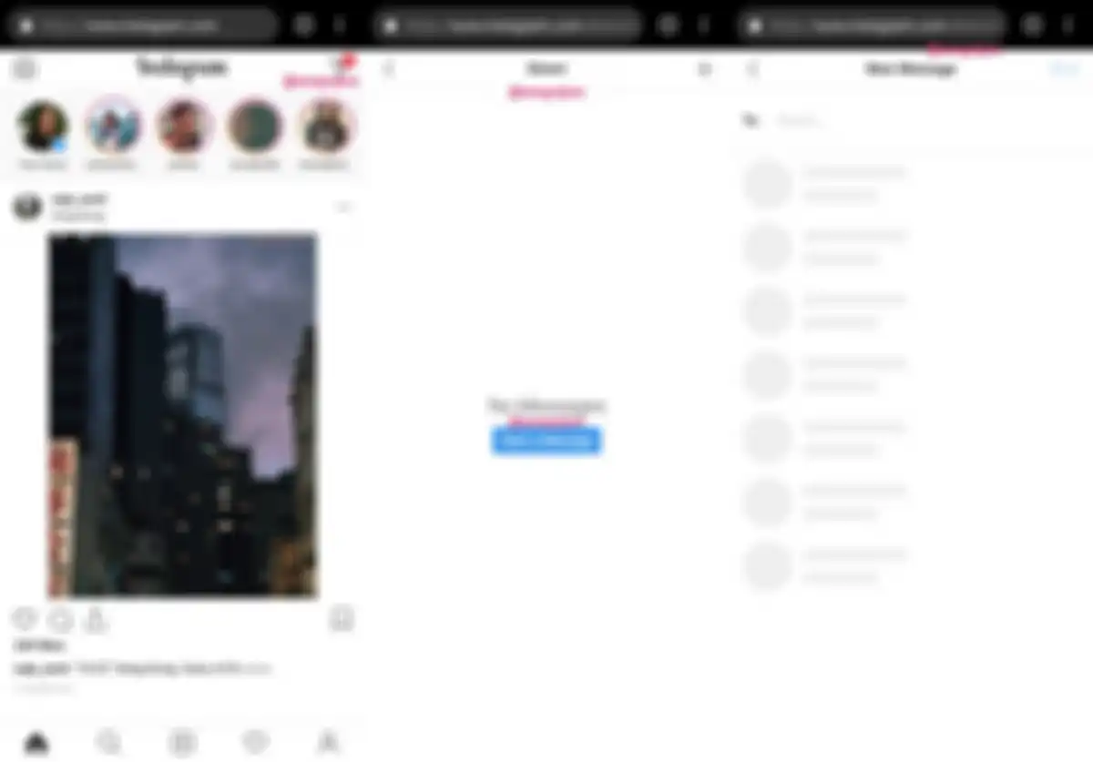 contoh Instagram DM versi web lewat smartphone.