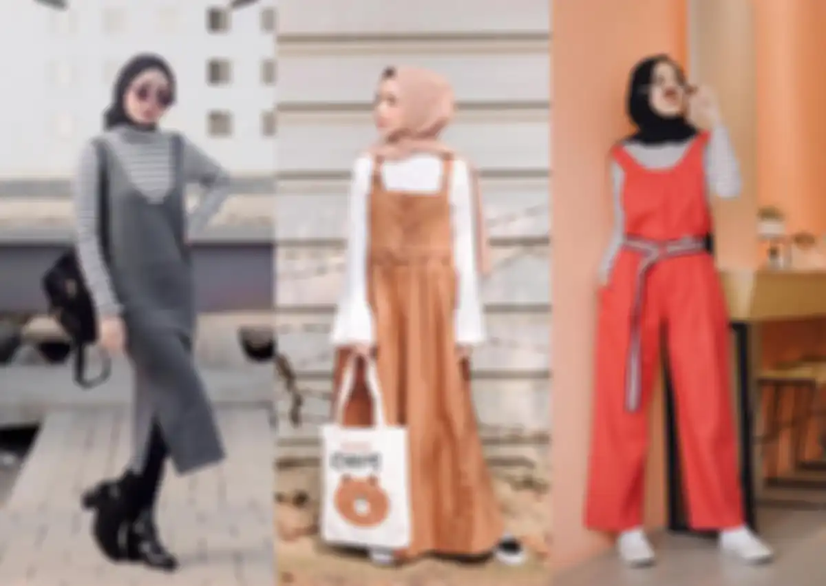 Inspirasi overall hijab untuk gaya imut ala Veranique Putri