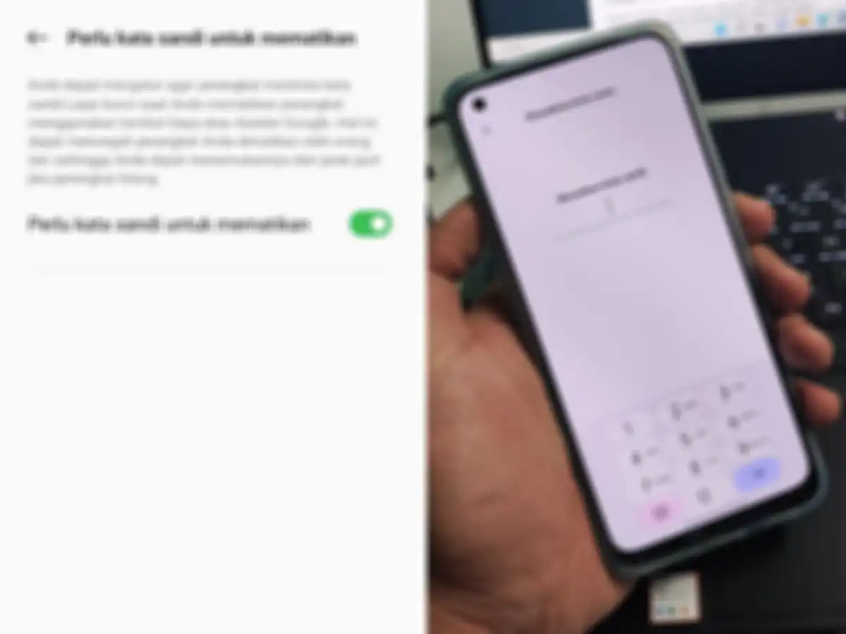Ilustrasi fitur kata sandi untuk mematikan smartphone di OPPO Reno8 series