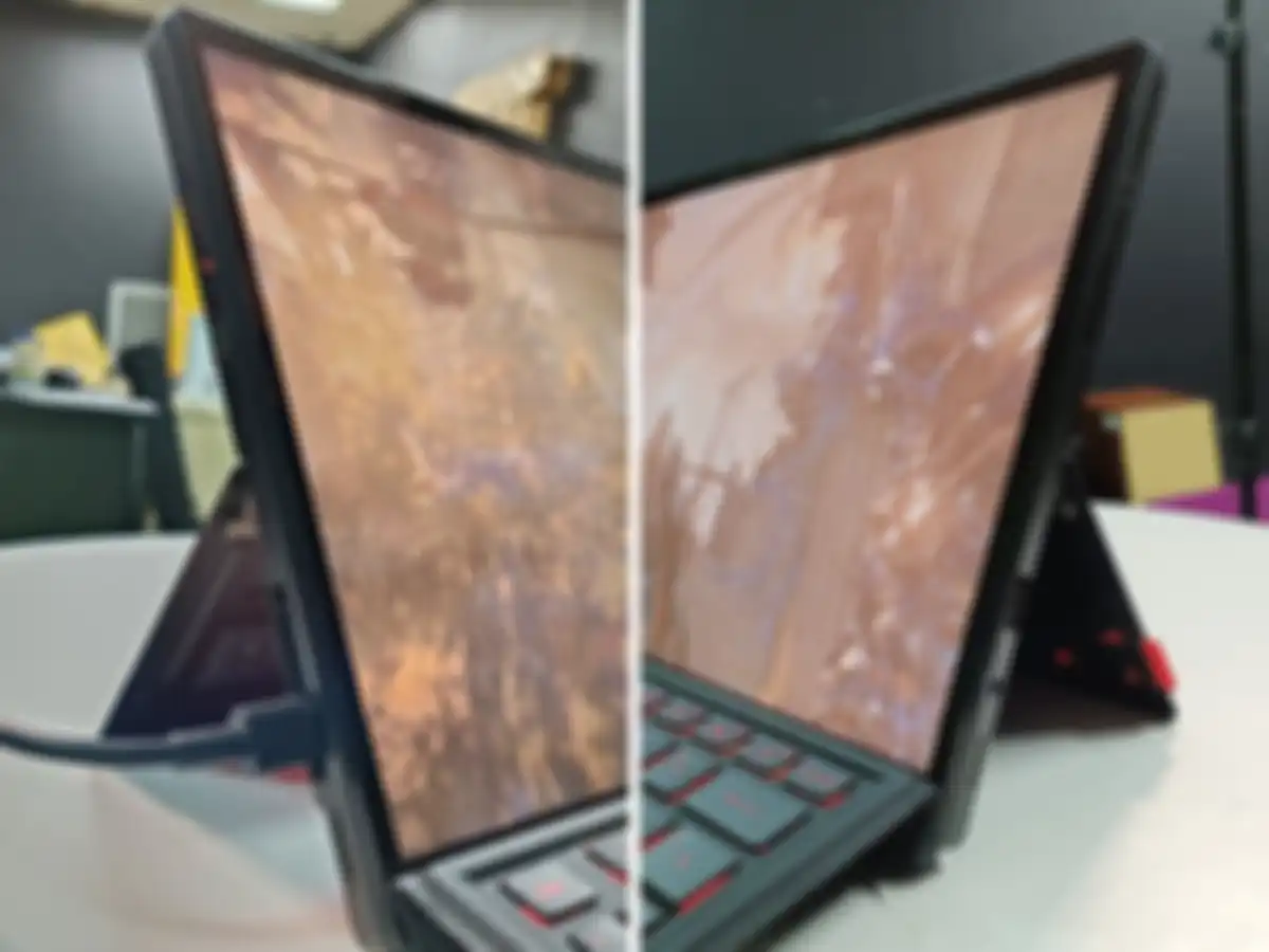 Dukungan port di ASUS ROG Flow Z13 berupa USB Type-A dan Type-C yang menyatu dengan port XG Mobile (kiri) dan port USB Type-C di sebelah kanan