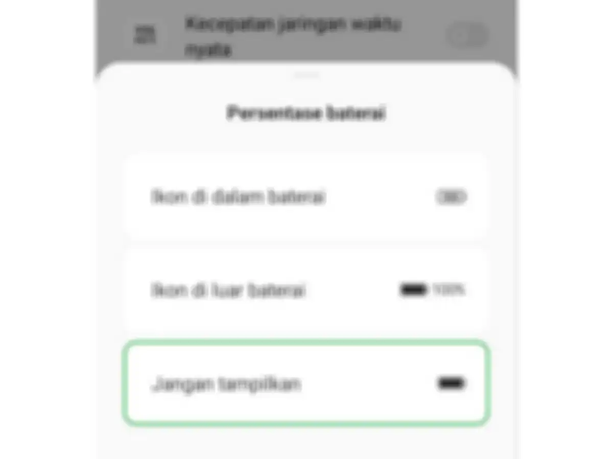 Menu pengaturan persentase baterai di OPPO A17