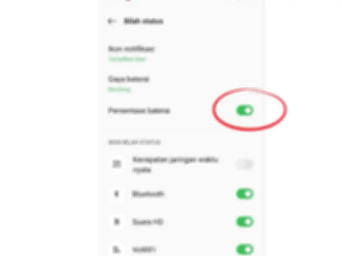 Togle untuk mengaktifkan atau nonaktifkan persentase baterai akan ada ketika pengguna memililih daya baterai vertikal, berulang, atau non aktif