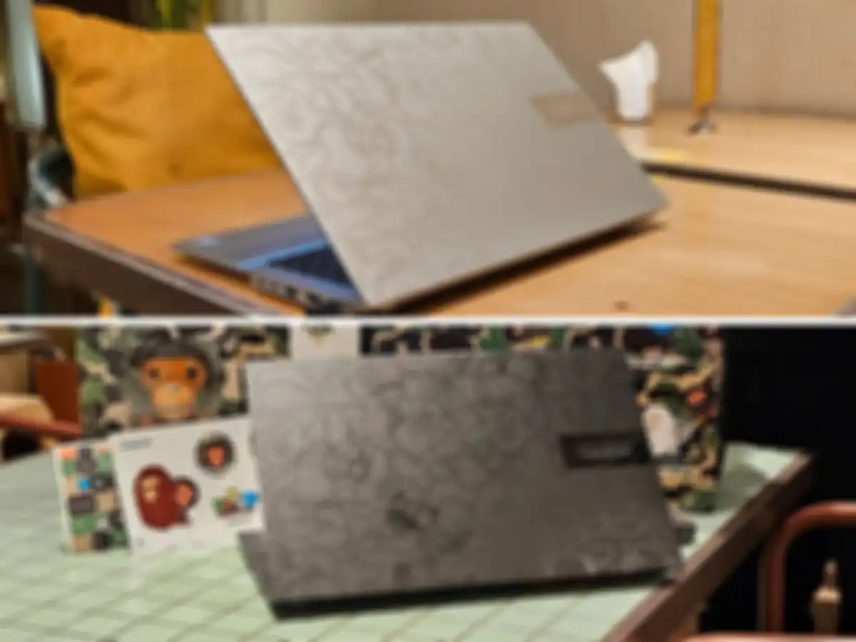 Dua varian warna ASUS VIVOBOOK S15 OLED BAPE Edition, silver (atas) dan hitam (bawah)