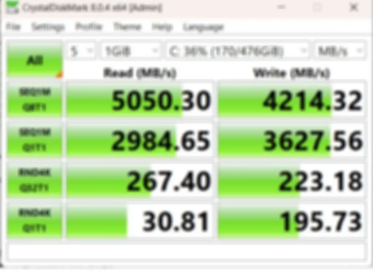 Kecepatan SSD Bawaan Acer Nitro V 15 yang tergolong cepat