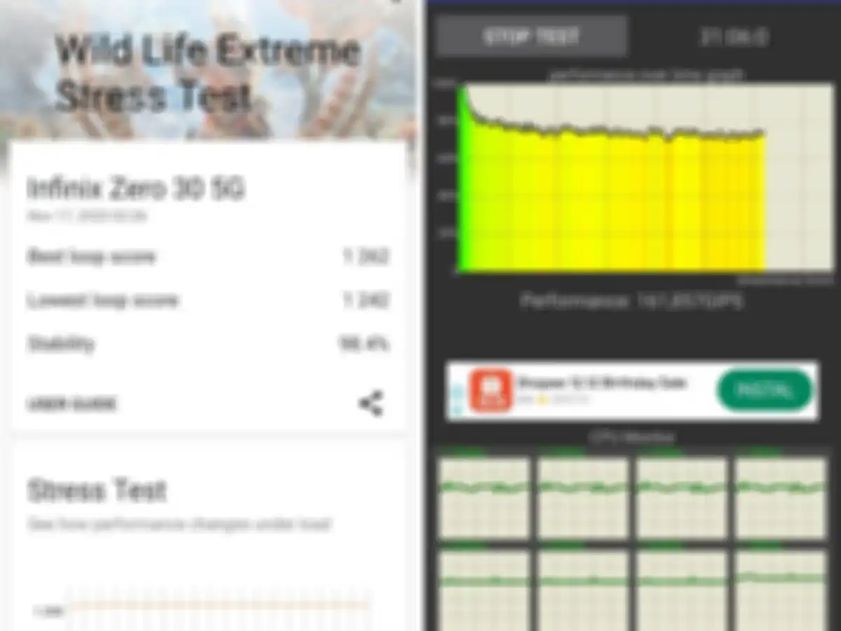 Hasil stress test dan throtling test Infinix Zero 30 5G
